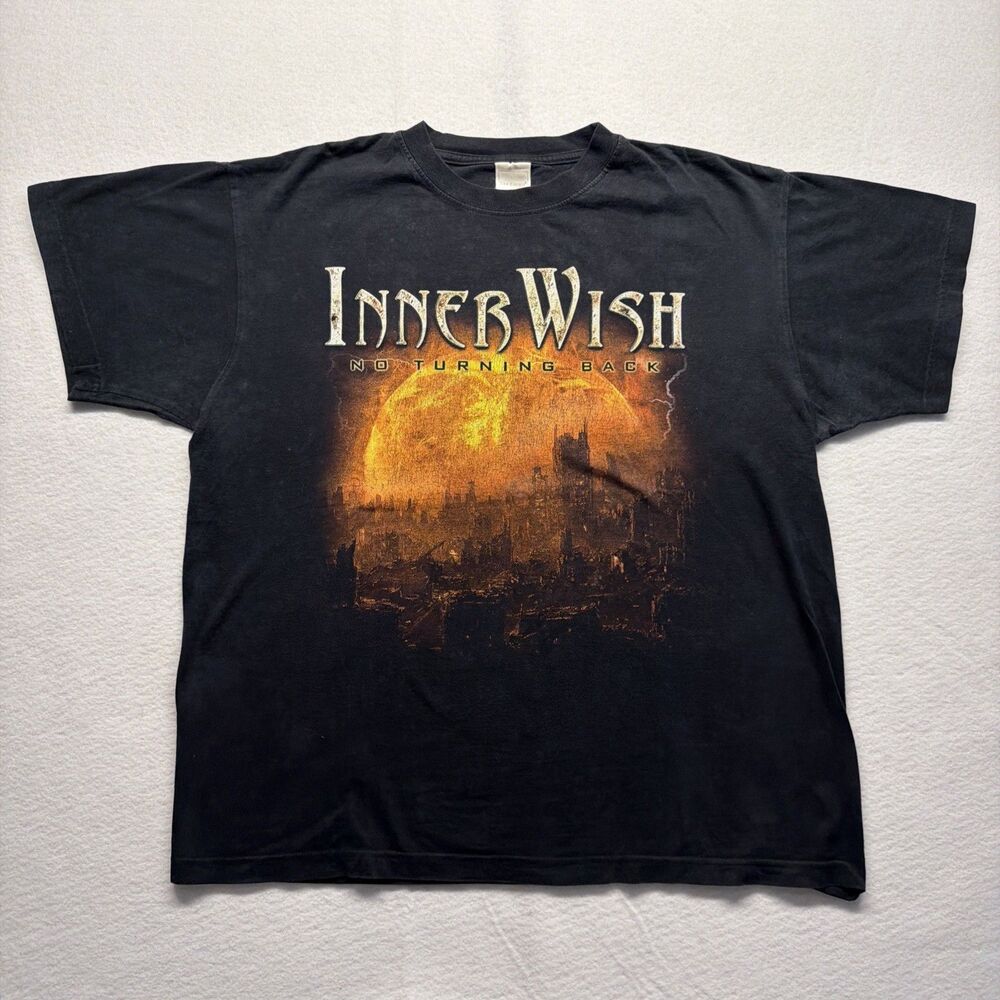 Vintage Y2K Stedman Inner Wish No Turning Back Burning City Black T-Shirt Large